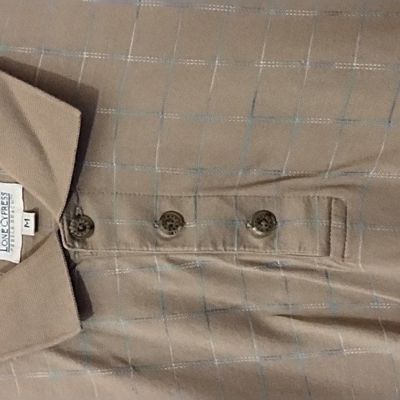 Lone Cypress Men's Brown Window Pane Polo Golf Shirt Size Medium - Picture 3 of 9